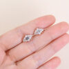Long Hexagon Cut Moissanite Petal Cluster Huggie Hoop Earrings (4)