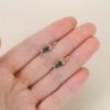 Long Hexagon Cut Moss Agate Infinity Leverback Earrings with Fishtail Diamond Accents