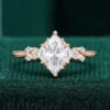 Marquise Cut Moissanite Leaf Engagement Ring