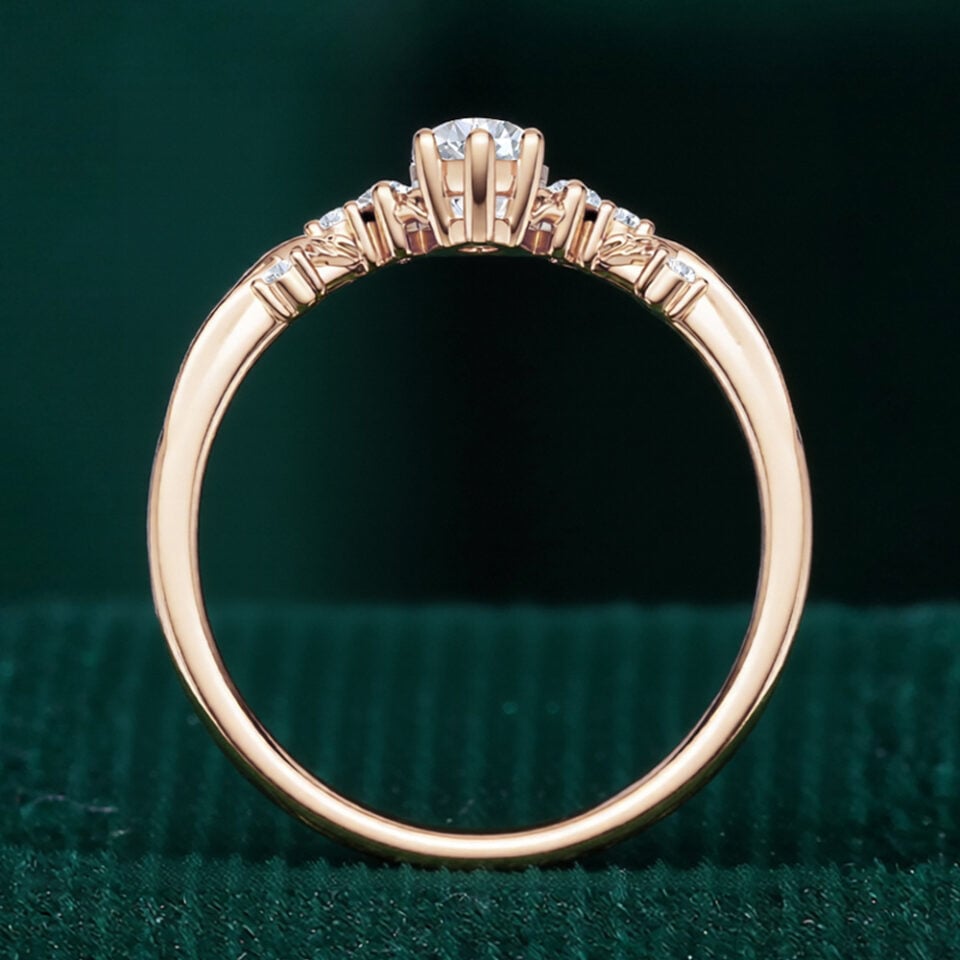 Marquise Cut Moissanite Leaf Engagement Ring (3)