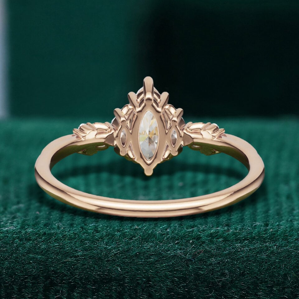 Marquise Cut Moissanite Leaf Engagement Ring (4)
