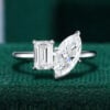 Marquise & Emerald Cut Lab Diamond Toi et Moi Engagement Ring