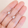 Minimalist Kite Cut Moissanite Dangle Earrings For Women (2)