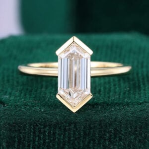 1.5CT Minimalist Long Hexagon Cut Lab Diamond Solitaire Engagement Ring