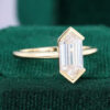 Minimalist Long Hexagon Cut Lab Diamond Solitaire Engagement Ring (2)