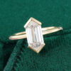 Minimalist Long Hexagon Cut Lab Diamond Solitaire Engagement Ring (3)