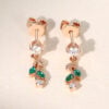 Nature Themed Emerald & Diamond Leaf Dangle Earrings