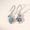 Nature Themed Oval Cut Moss Agate Leaf Dangle Earrings