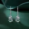 Nature Themed Oval Cut Moss Agate Leaf Dangle Earrings