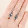 Nature Themed Oval Cut Moss Agate Leaf Dangle Earrings (13)