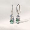 Nature Themed Oval Cut Moss Agate Leaf Dangle Earrings