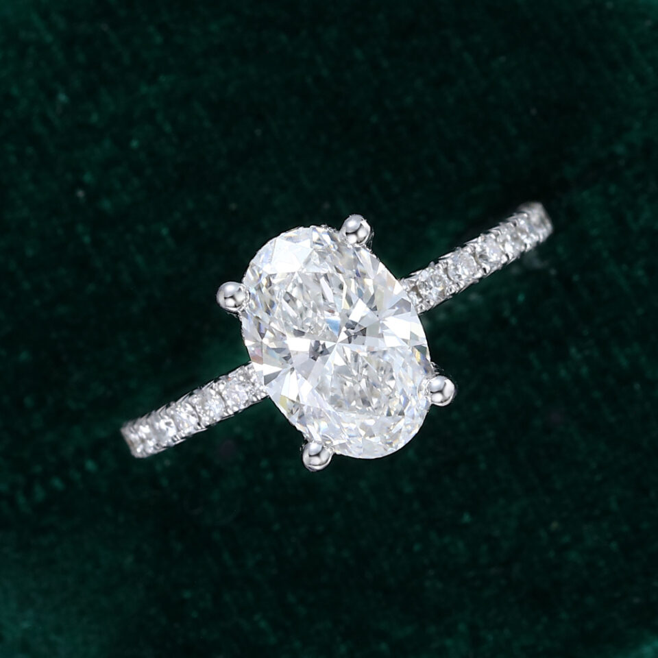 Oval Cut Lab Diamond Engagement Ring With Eternity Band (20)