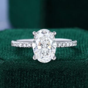 1.5CT Oval Cut Lab Diamond Engagement Ring With 3/4 Eternity Band