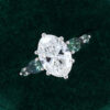 Oval Cut Lab Diamond Engagement Ring with Teal Sapphire Accents (14)