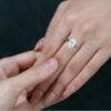 Oval Cut Lab Diamond Engagement Ring with Teal Sapphire Accents (15)