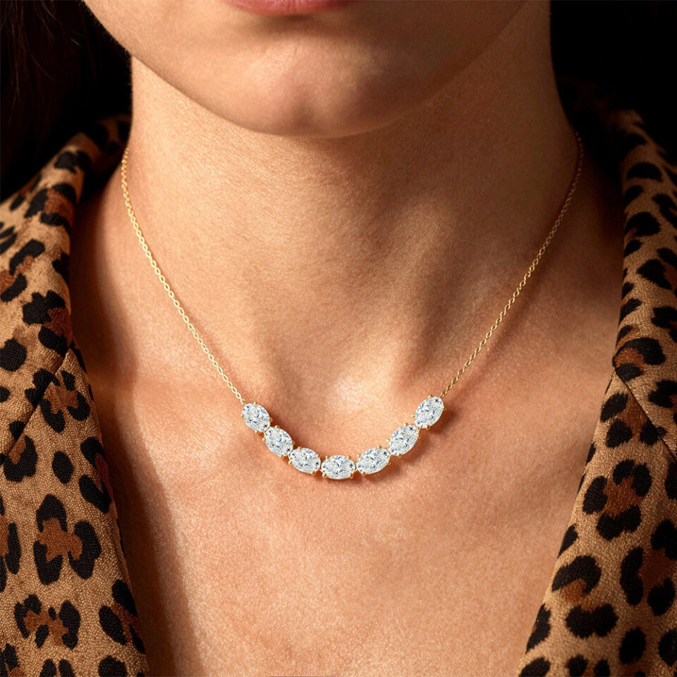 Oval Cut Lab Diamond Line Necklace (2)