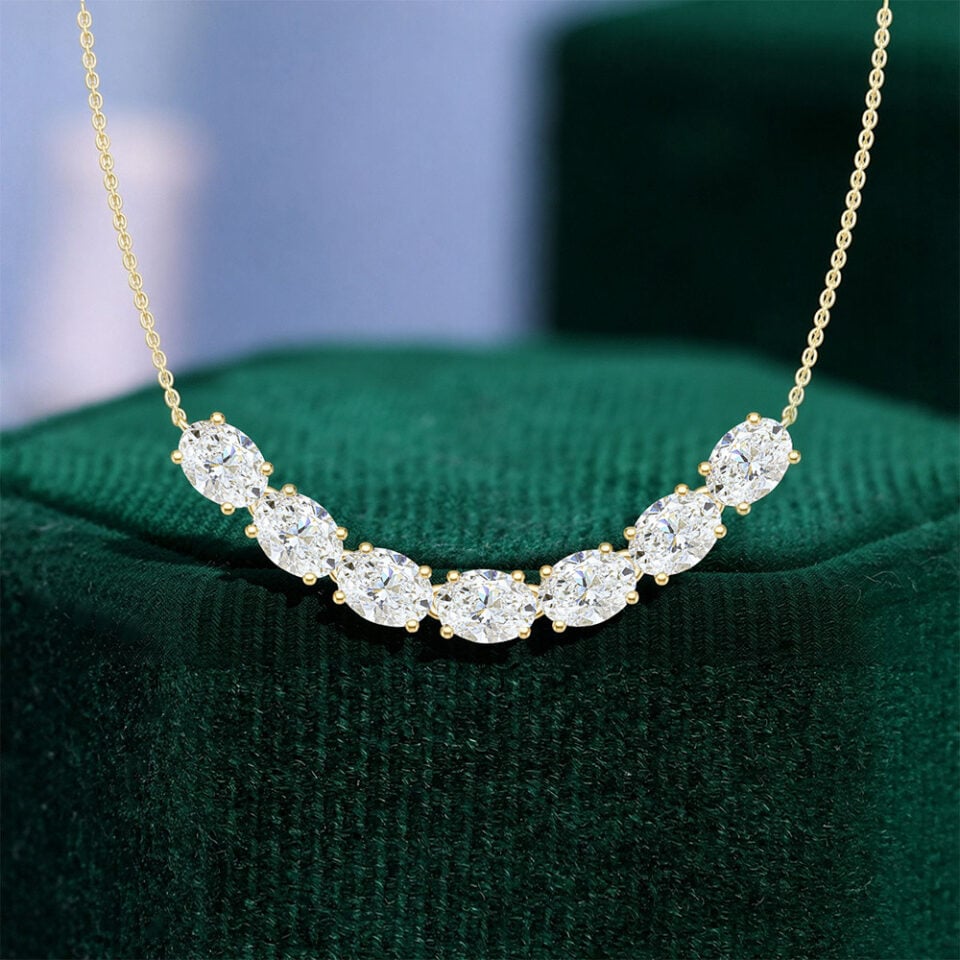Oval Cut Lab Diamond Line Necklace