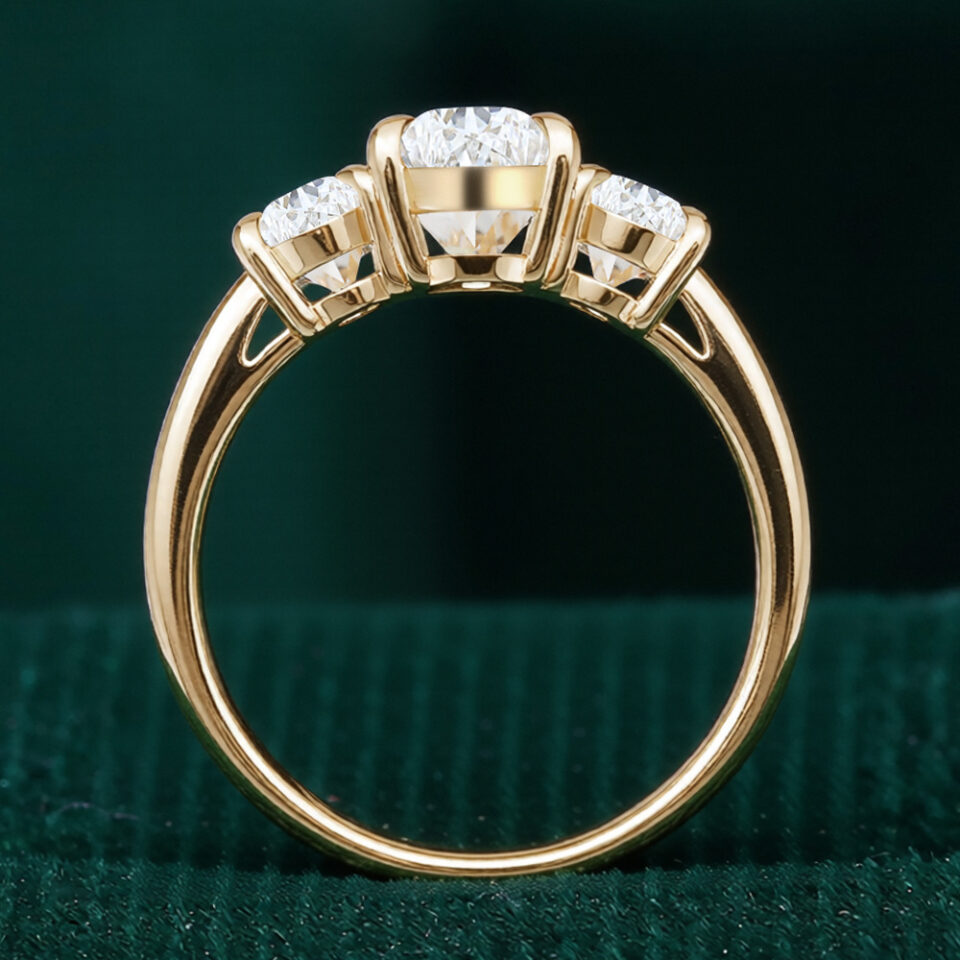 Oval Cut Lab Diamond Three Stone Engagement Ring (6)