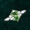 Oval Cut Lab Green Diamond Engagement Ring with Classic Cluster Accents (2)