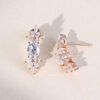 Oval Cut Moissanite Petal Cluster Stud Earrings