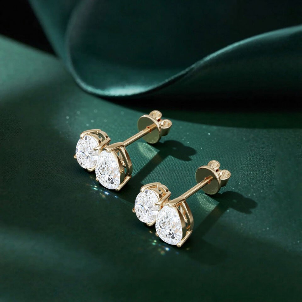 Oval & Pear Cut Lab Diamond Toi et Moi Stud Earrings (4)