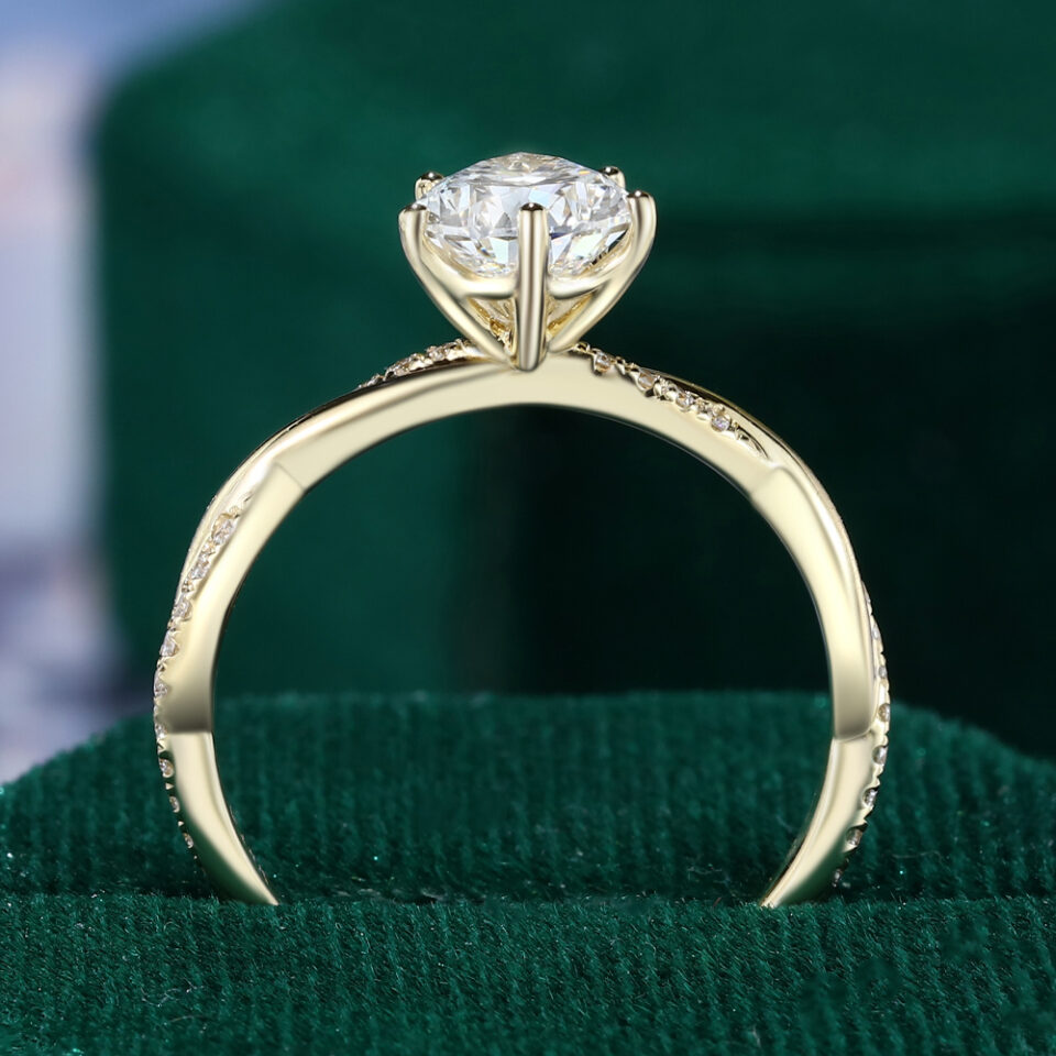 Pear Cut Lab Diamond Engagement Ring With Unique Twisted Pavé Band (11)