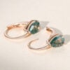 Pear Cut Moss Agate Solitaire Lever Back Earrings (5)