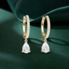 Pear Drop Lab Diamond Huggie Earrings with Pavé Accents