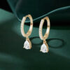 Pear Drop Lab Diamond Huggie Earrings with Pavé Accents (4)