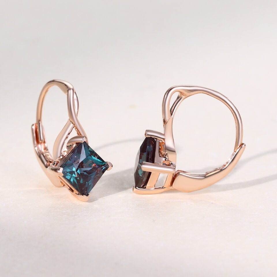 Princess Cut Alexandrite Infinity Leverback Earrings