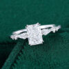 Radiant Cut Lab Diamond Engagement Ring With Trio Side Stones