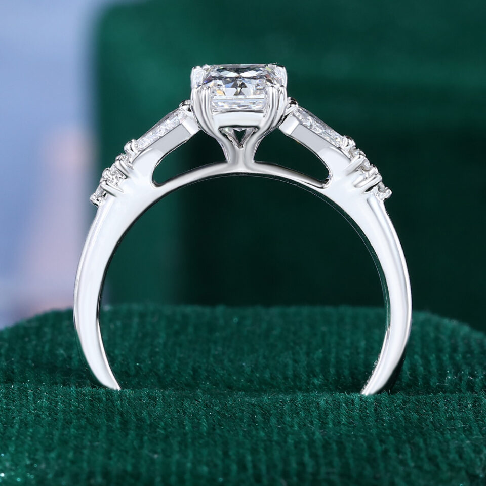 Radiant Cut Lab Diamond Engagement Ring with Trio Side Stones (16)