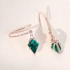 Twisted Design Kite Cut Emerald Dangle Earrings For Women