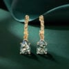 Twisted Design Pear Cut Moss Agate Huggie Hoop Earrings