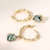 Twisted Design Pear Cut Moss Agate Huggie Hoop Earrings (7)