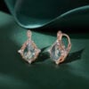 Vintage Pear Cut Moss Agate Filigree Floral Halo Leverback Earrings