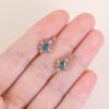 Vintage Pear Cut Moss Agate Filigree Floral Halo Leverback Earrings (2)