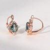 Vintage Pear Cut Moss Agate Filigree Floral Halo Leverback Earrings (3)