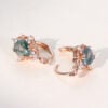 Vintage Pear Cut Moss Agate Filigree Floral Halo Leverback Earrings (4)