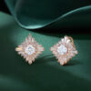 Vintage Round Cut Moissanite Sunburst Halo Lever Back Earrings