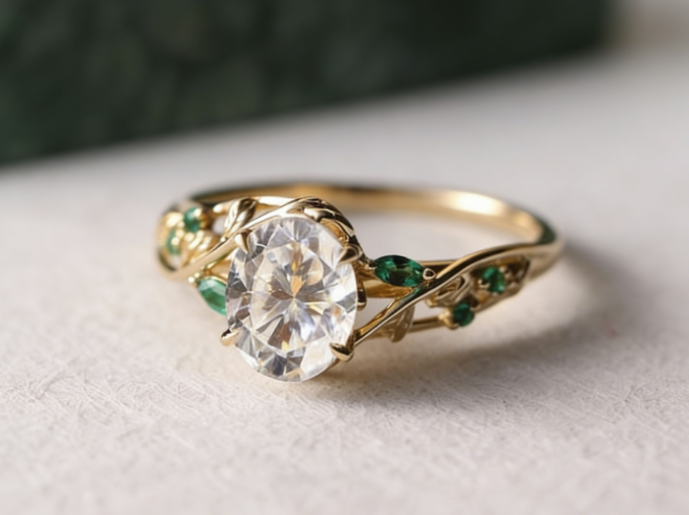 oval cut lab grown diamond engagement ring