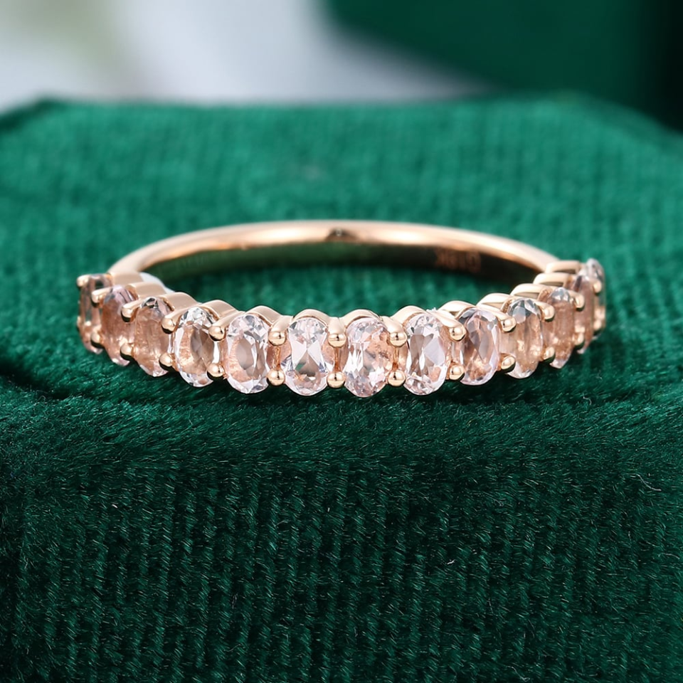 morganite half eternity wedding band