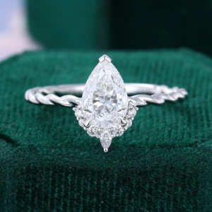 pear cut lab diamond twisted ring