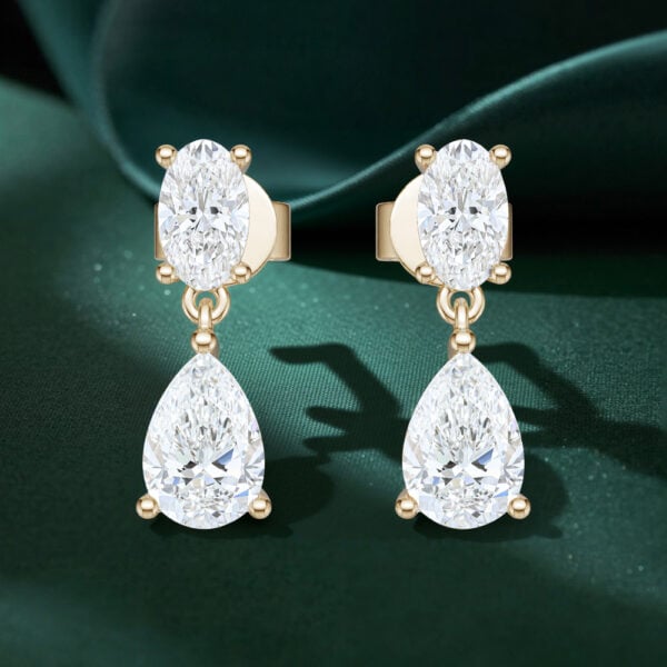 Pear & Oval Cut Lab Diamond Duo Drop Earring