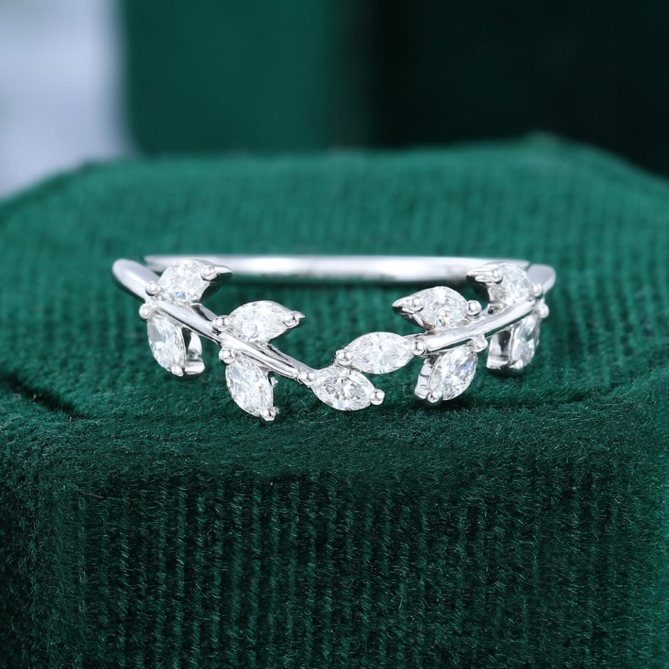 marquise moissanite curve wedding band