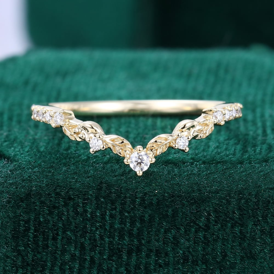 moissanite nature inspired wedding band​