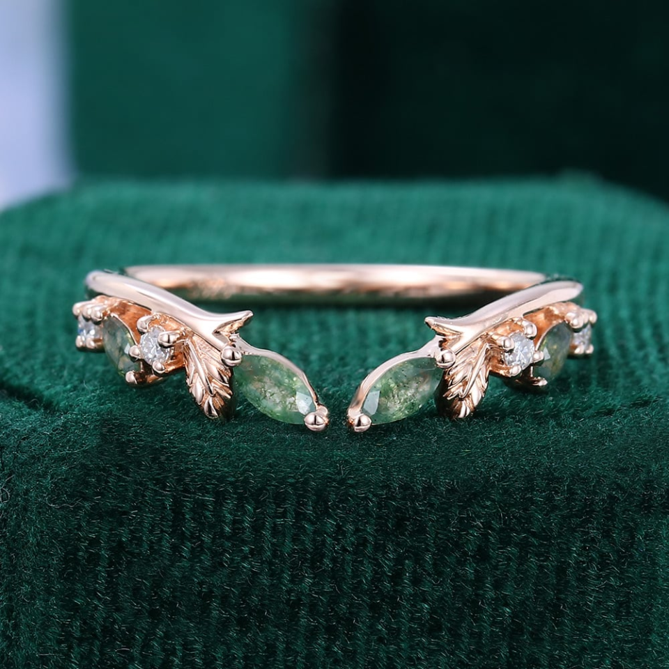 moss agate open wedding band