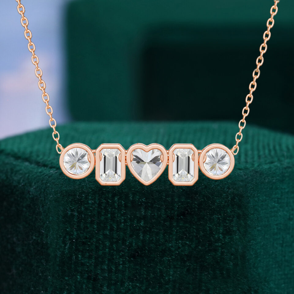 Bezel Set Mixed Cut Lab Diamond Line Necklace (1)
