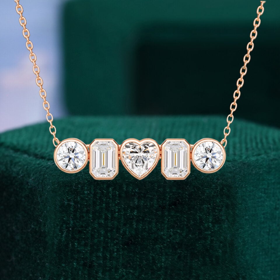 Bezel Set Mixed Cut Lab Diamond Line Necklace