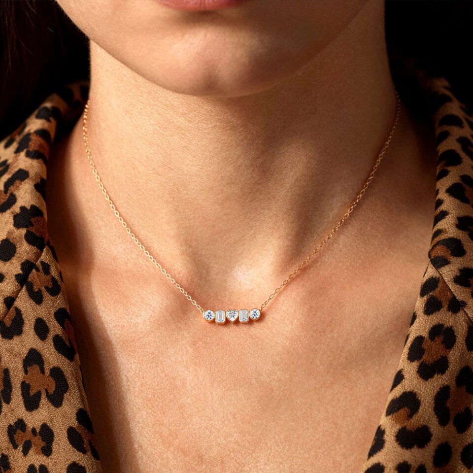 Bezel Set Mixed Cut Lab Diamond Line Necklace (3)